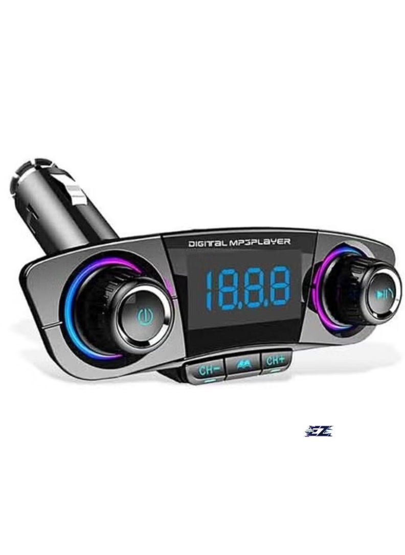 ELTRAZONE Wireless FM Charger Car Kit MP3 – 2 USB Ports – Bluetooth Car Adapter for Hands-Free Calls, Music Streaming, and Fast Charging – Universal Car Charger for Smartphones and Tablets - Image 1