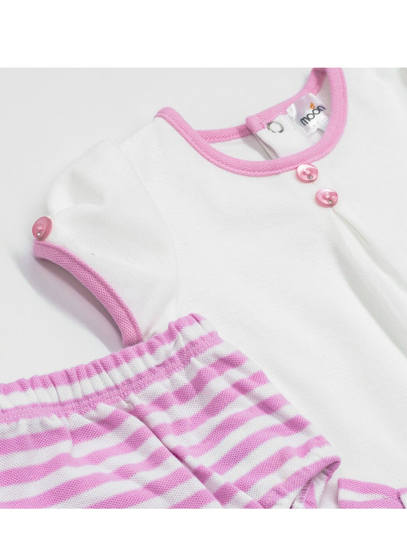 Moon MOON 100% Cotton Dress & Panties 3-6M Pink - Pink Stripes - Image 4