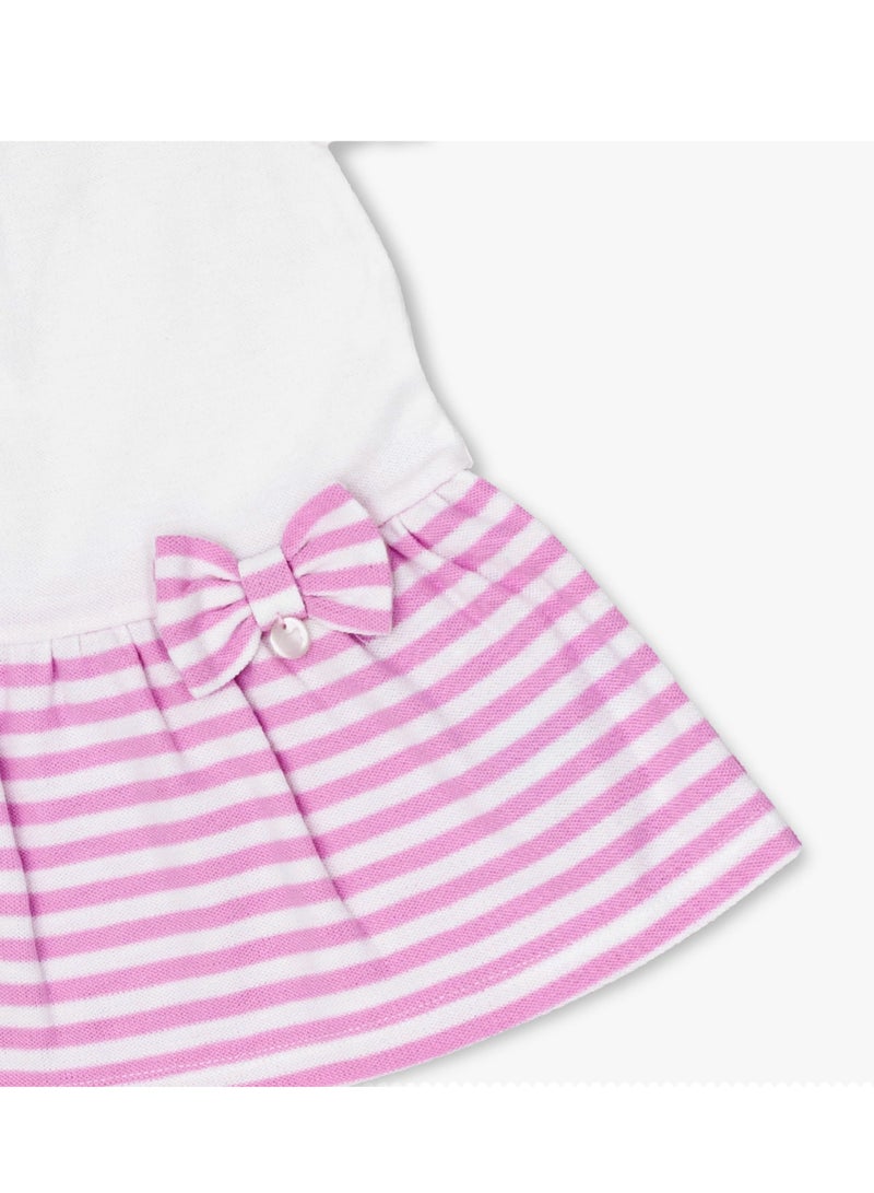 Moon MOON 100% Cotton Dress & Panties 3-6M Pink - Pink Stripes - Image 3