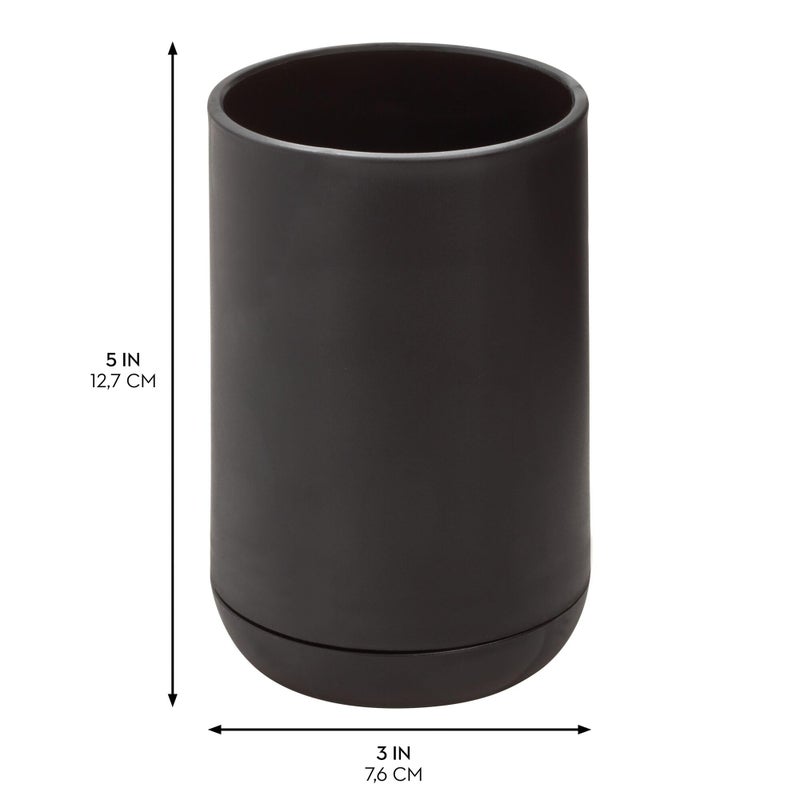 InterDesign iDesign Toothbrush Holder for Normal Toothbrushes, Spin Brushes, and Toothpaste, The Cade Collection - 3" x 3" x 4. 5", Matte Black - Image 2