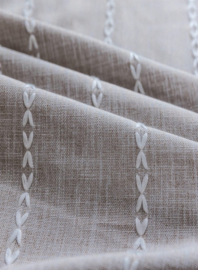 RoomTalks Boho Farmhouse Curtains for Bedroom Living Room 96 Inch Length 2 Panels in Tan French Cabin Rustic Country Cute Cotton Polyester Window Curtain Panels Bohemian Chic Tassel Draperies - Image 5
