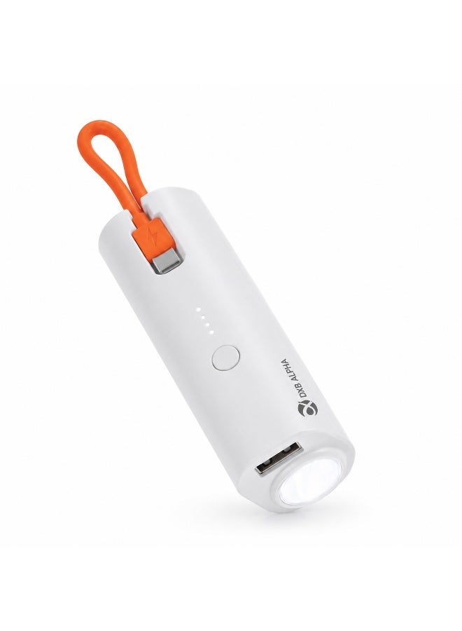 KEMET PK-E362 LED Lamp Power Bank with Built-In Type-C Cable, 5000mAh, 2.4A Max, White - Image 3