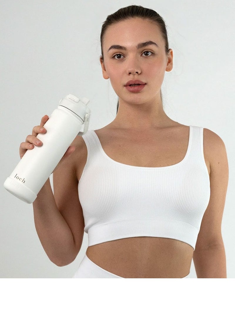 لوك زجاجة أحادية اللون بلون أبيض لؤلؤي بسعة 650 مل - Image 4