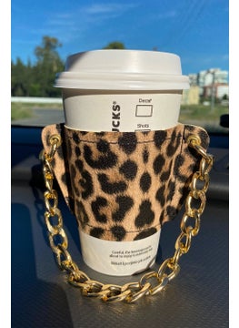 Bahels Women's Leopard Special Series Leather Coffee Cup Holder  - Image 1