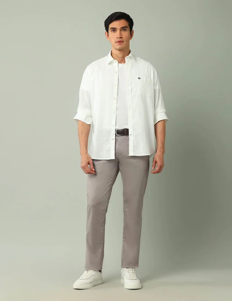 Arrow Medium Red Mid Rise Slim Fit Trousers for Men | Best Price UAE