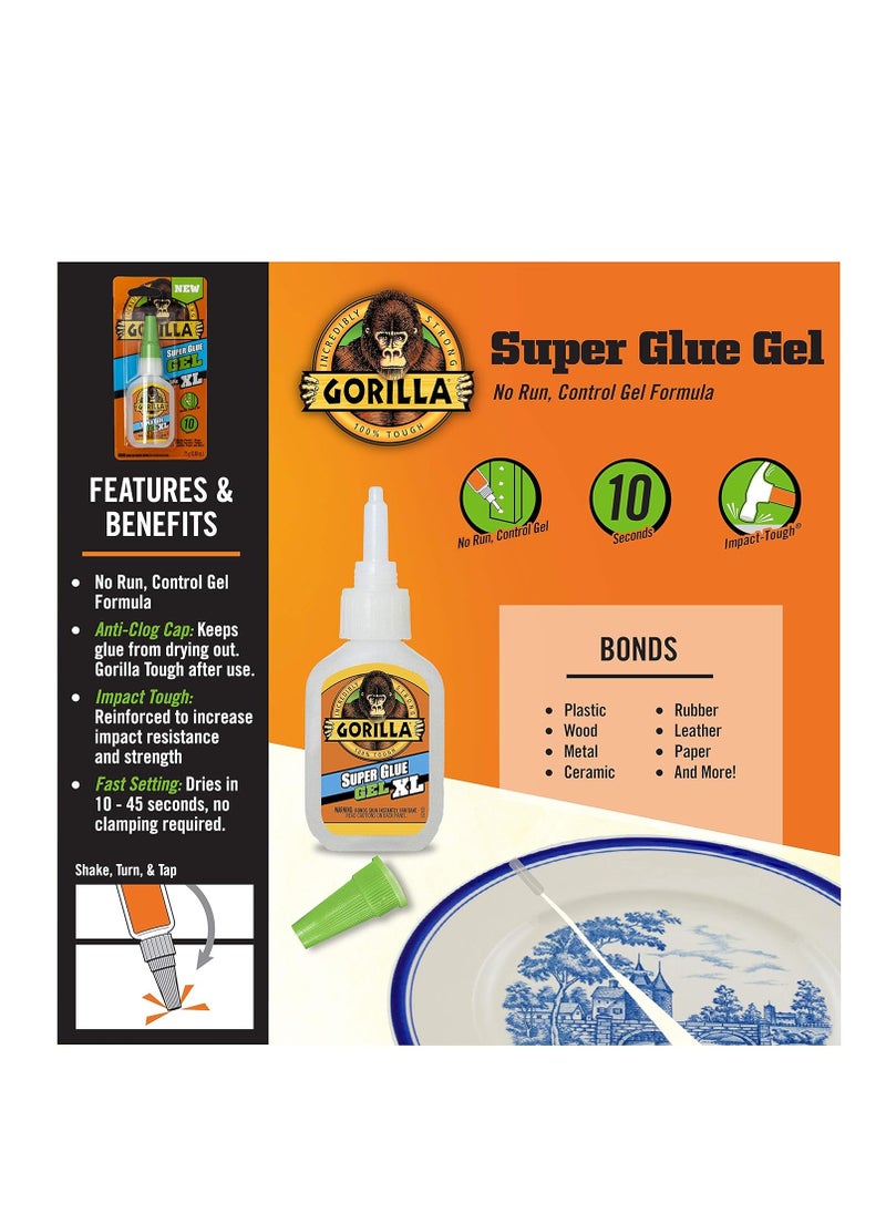 Gorilla Gorilla Super Glue Gel XL, 25 Gram, Clear, (Pack of 1)  - Image 2