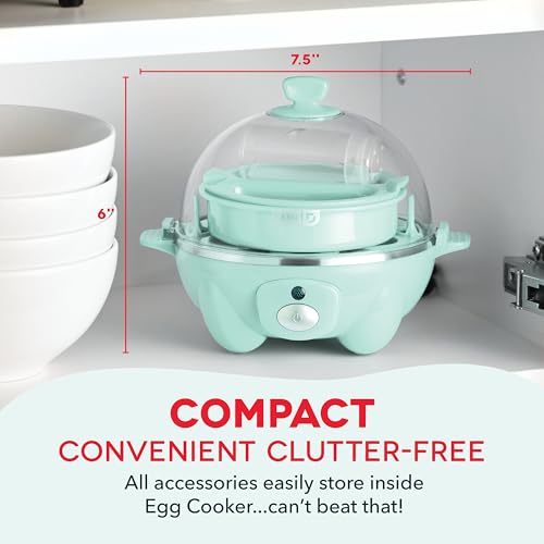 Dash Rapid Egg Cooker - Boiler, Poacher & Steamer - Includes Measuring & Recipe Guide - Dishwasher Safe - Holds 7 Eggs, Aqua - Image 5