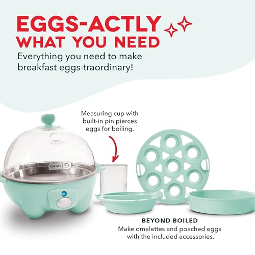 Dash Rapid Egg Cooker - Boiler, Poacher & Steamer - Includes Measuring & Recipe Guide - Dishwasher Safe - Holds 7 Eggs, Aqua - Image 4