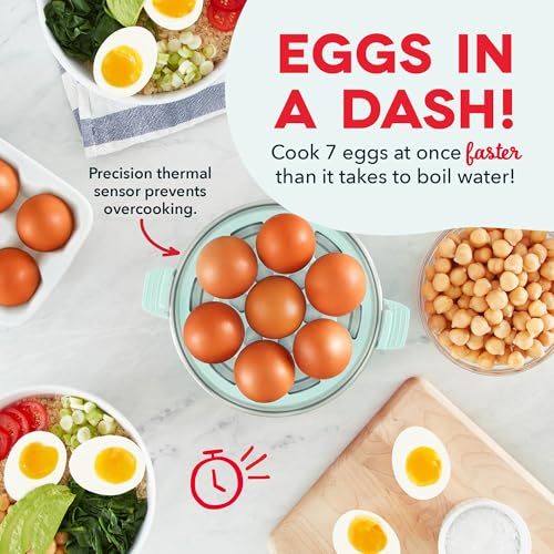 Dash Rapid Egg Cooker - Boiler, Poacher & Steamer - Includes Measuring & Recipe Guide - Dishwasher Safe - Holds 7 Eggs, Aqua - Image 2
