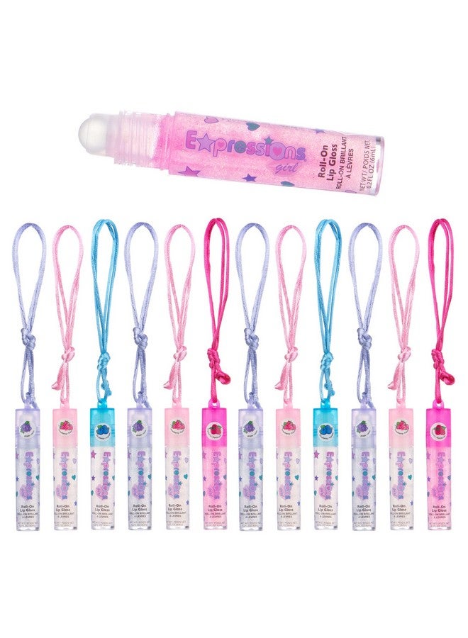 Expressions 12pc Lip Gloss Necklace, Fruit Flavored Lip Gloss Set, Lip Gloss Value Pack, Teen Girls Party Favors, Non Toxic Lip Gloss Necklaces For Girls - Image 1