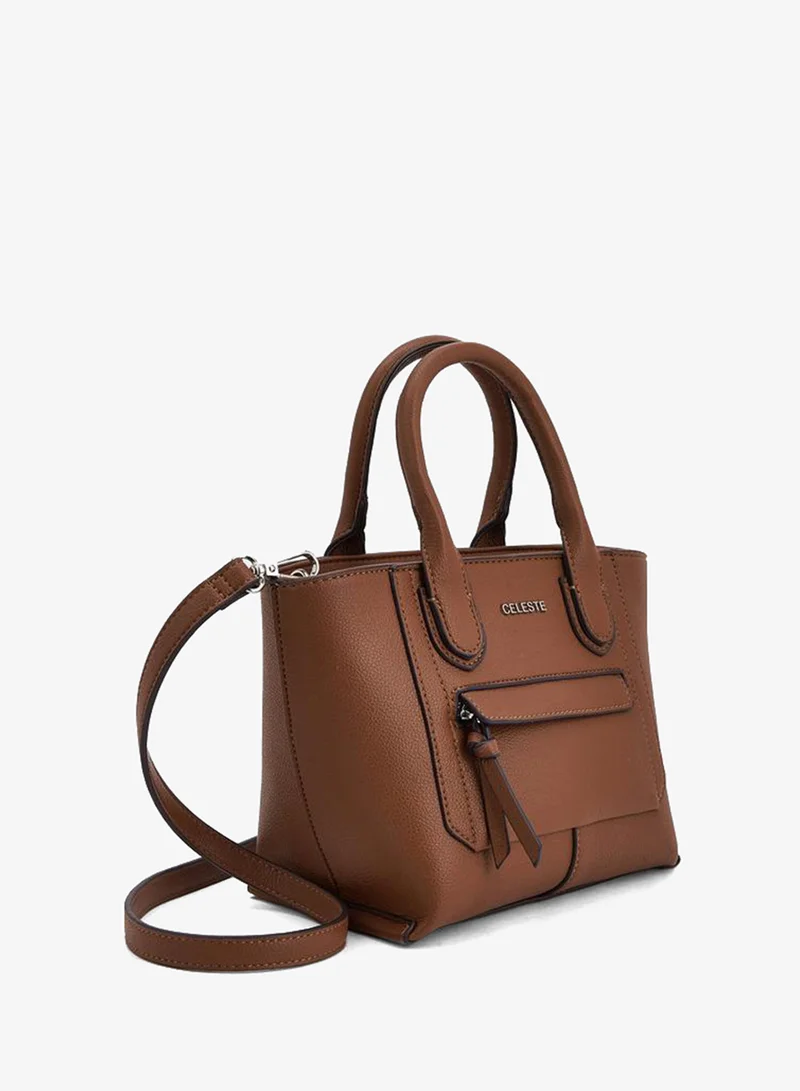Celeste BROWN Textured Tote Bag With Double Handle for Women | Best Price UAE