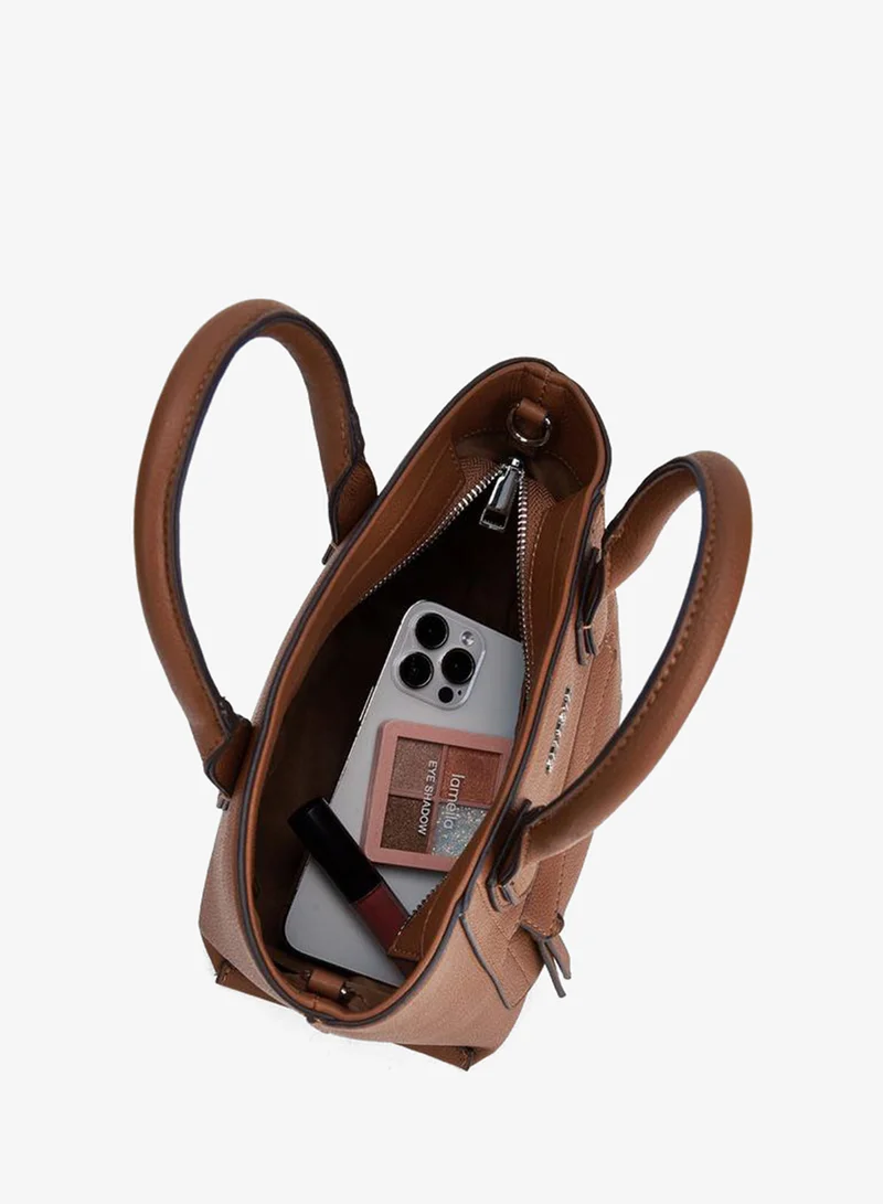 Celeste BROWN Textured Tote Bag With Double Handle for Women | Best Price UAE