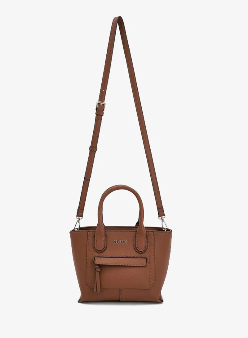 Celeste BROWN Textured Tote Bag With Double Handle for Women | Best Price UAE