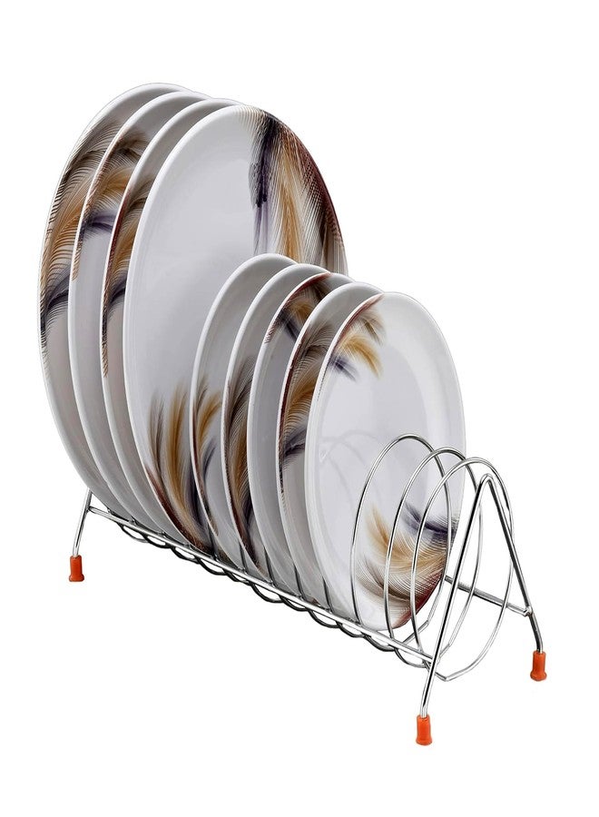 GRIDKITCHEN ™ Steel Big Plate Rack Stand | Thali Rack | Dish Rack | Lid Holder | Utensil Rack | Kitchen Storage | Space Saver | Organizer Stand for Dining Table -Pack of 1 - Image 3