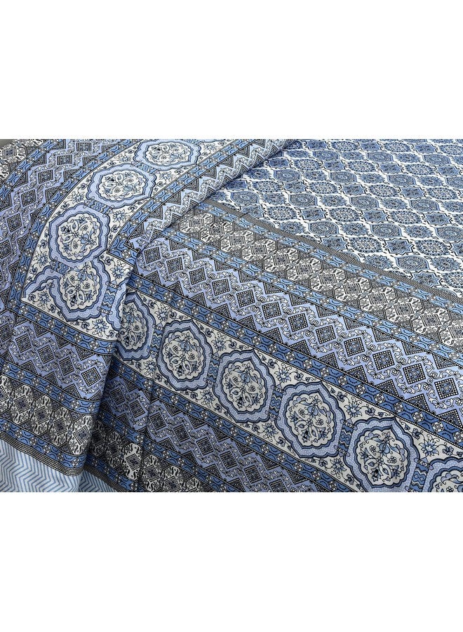 EasyGoods® 240 TC Cotton Bedsheet for Double Bed -Floral Ocean Blue|Ethnic24 Bedsheet King Size Bed Cotton|King Size Bedsheet|Double Bedsheet with 2 Pillow Covers 90x108 Inch|Handcrafted Bed Sheets - Image 3