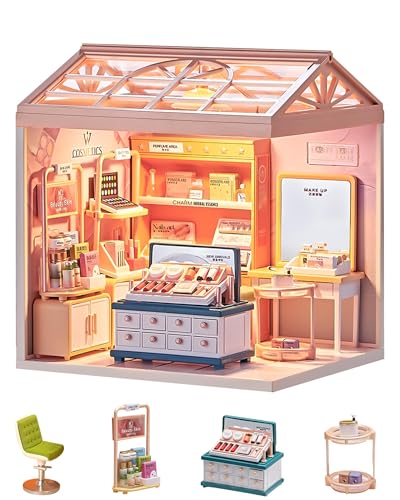 Kisoy DIY Miniature House Kit Tiny House Kit with Furniture and LED Light Mini Blocks Model Kit Sets DIY CraftsHobbies Toys for AdultsBeauty Store - Image 1