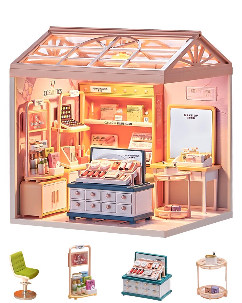 Kisoy DIY Miniature House Kit Tiny House Kit with Furniture and LED Light Mini Blocks Model Kit Sets DIY CraftsHobbies Toys for AdultsBeauty Store - Image 3