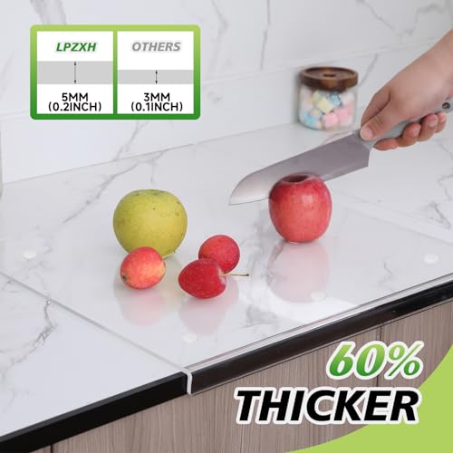 LPZXH Acrylic Cutting Board with Counter Lip, 2025 Upgraded Thicker Clear Cutting Boards, 16.1x12.6 Inch Large Non-Slip Cutting Board for Kitchen Countertop Protection, Perfect Kitchen Gadgets & Gifts - Image 2