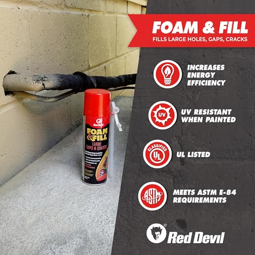 Red Devil 0909 Spray Foam, Fill Large Gaps & Cracks Expanding Insulation Polyurethane Foam Sealant, 12 Oz, Off White - Image 3