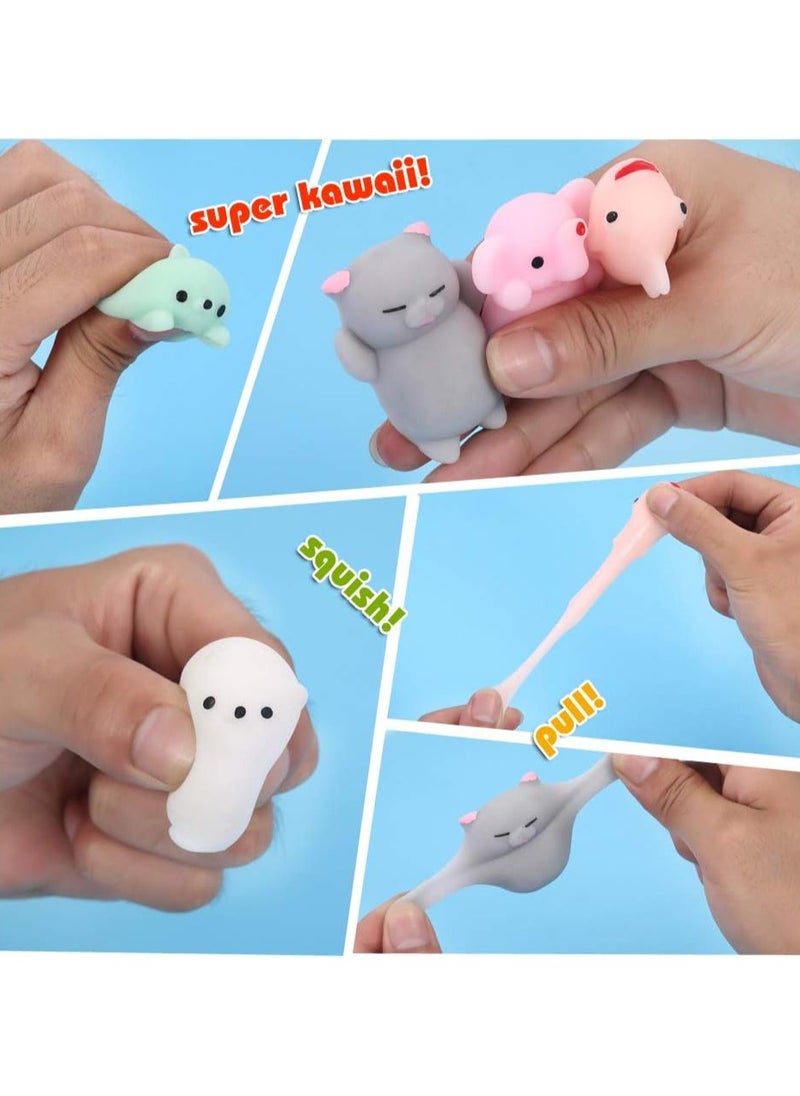 بيوينتي - Squishy Toy 24pcs Party Favors for Kids Mochi Squishy Toy moji Kids Mini Kawaii squishies Mochi Stress Reliever Anxiety Toys with Storage Box - Image 1
