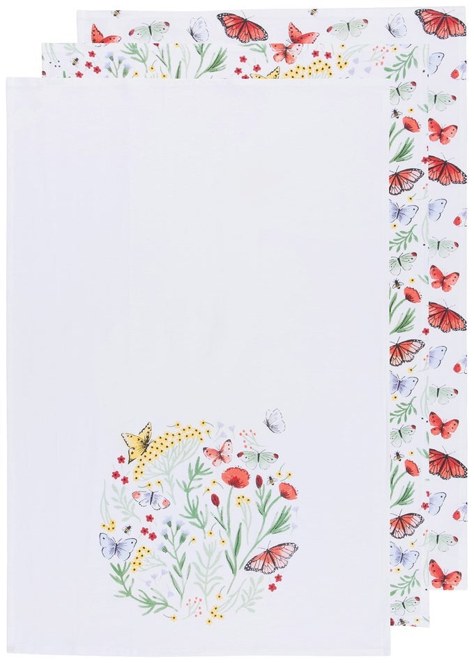 MORNING MEADOW COTTON FLOURSACK KITCHEN DISH TOWELS 20 X 30IN SET OF 3