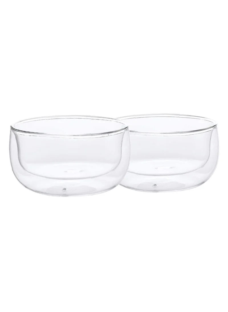 1Chase Double Wall Borosilicate Salad, Pasta, Matcha, Rice, Soup Bowl, Hot And Cold Serving Bowls Fruit Bowls Set of 2   300ML