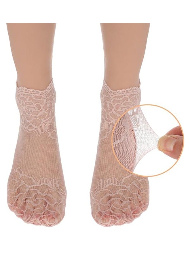 Socks 5Pairs Women's Lace Socks Sheer Lace Socks Fishnet Socks Ankle Mesh Lace Socks Lace Loose Socks for Women Girls  - Image 3