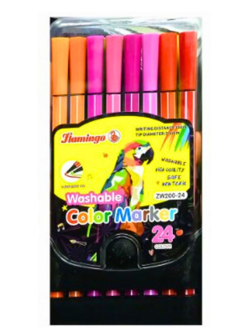 24 قطعة قلم تلوين قابل للغسل