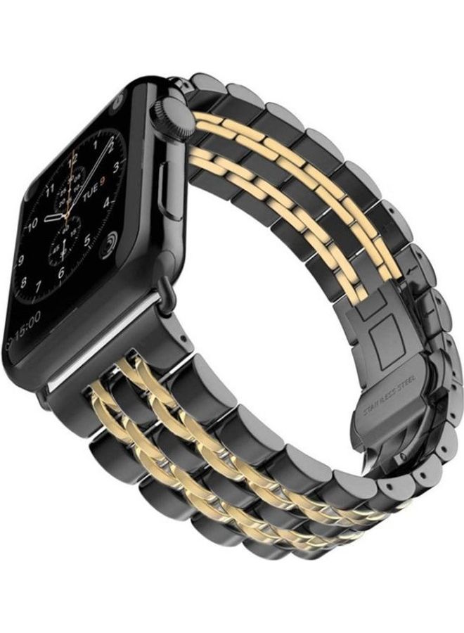 NIBEMINENT Replacement Watchband For Apple Watch Black/Gold - Image 2