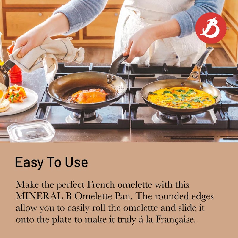 de Buyer MINERAL B Carbon Steel Omelette Pan - 9.5” - Naturally Nonstick - Made in France - Image 4