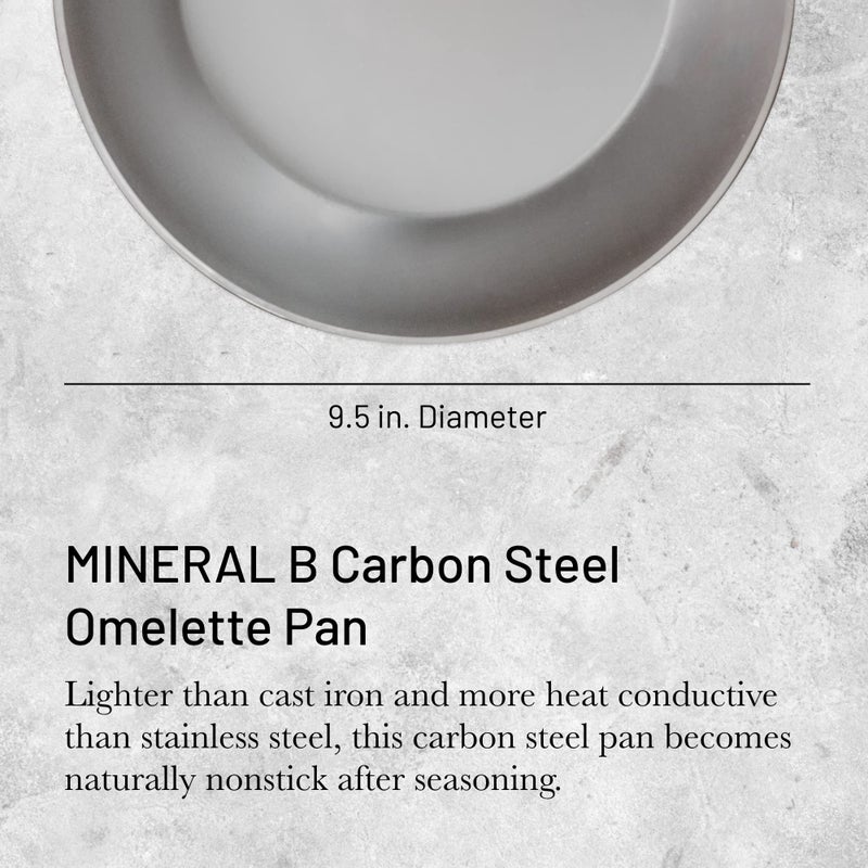 de Buyer MINERAL B Carbon Steel Omelette Pan - 9.5” - Naturally Nonstick - Made in France - Image 2