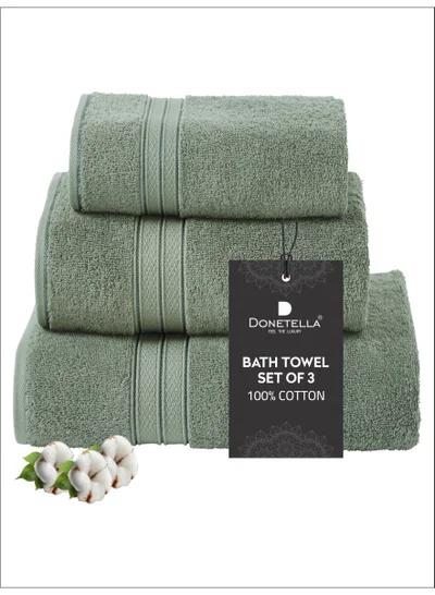 Donetella Premium Towel 3-Pcs Set, 100% Combed Cotton 600 GSM, Highly Absorbent, Quick Dry Towel Set Include 1 Bath Towel, 1 Bath Sheet, 1 Hand Towel, Best Set for Bathroom Gym, Hotel And Spa,White