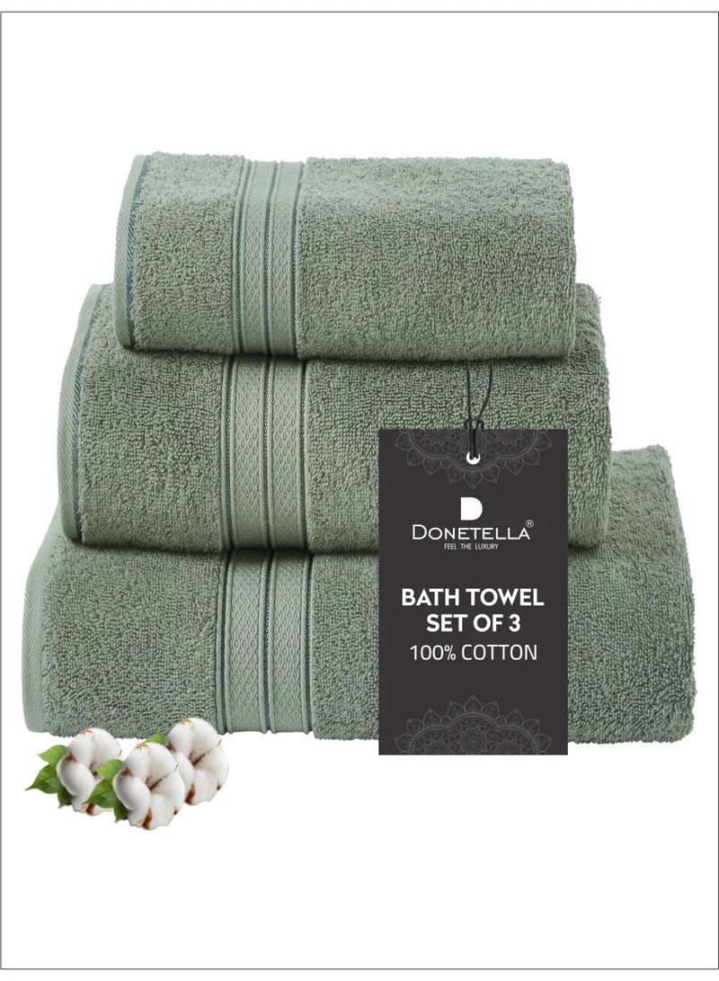 Donetella Premium Towel 3-Pcs Set, 100% Combed Cotton 600 GSM, Highly Absorbent, Quick Dry Towel Set Include 1 Bath Towel, 1 Bath Sheet, 1 Hand Towel, Best Set for Bathroom Gym, Hotel And Spa,White
