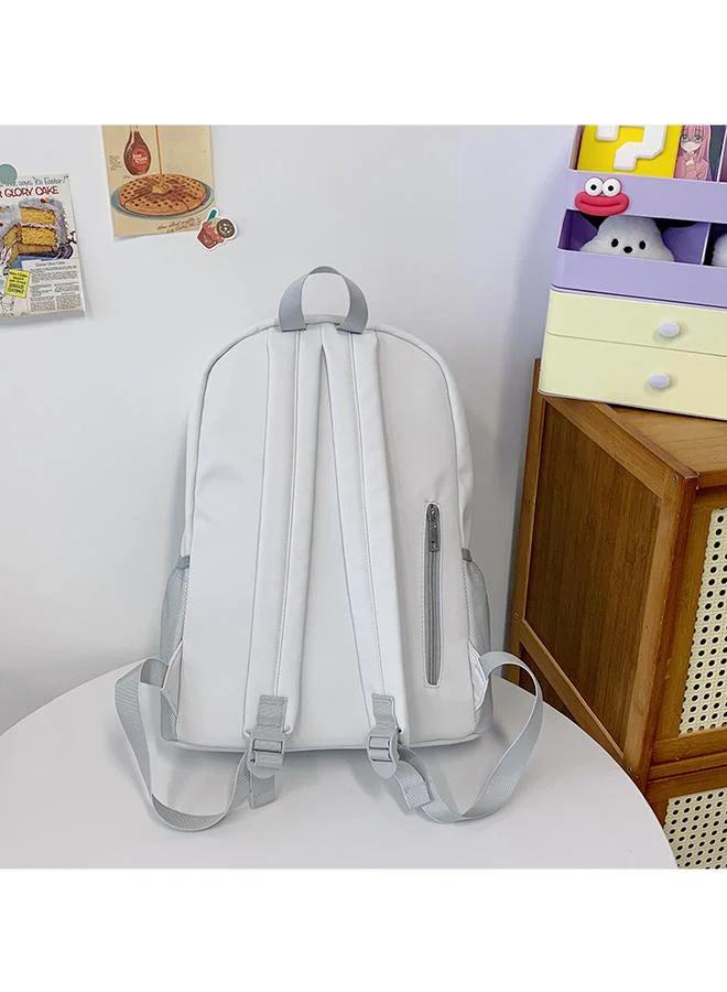 Take Two White Nylon Casual Backpack with Animal Print