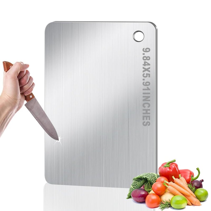 BLOCE Cutting Board for Kitchen Mini Stainless Steel Non Stick Chopping Board Upgrade Double Sided FoodGrade Stainless Steel Board for Kitchen for Meat Cheese Vegetable Mini