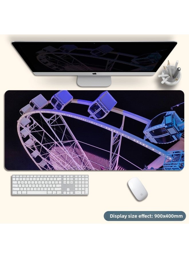 Mouse Pad Stain-resistant A Generation Of Oversized Rubber Table Pad Animation Game Precision Lock Edge Mouse Pad Electric Race Span-Color:1000*500*2mm-Pattern:K35-Ferris Wheel  - Image 1