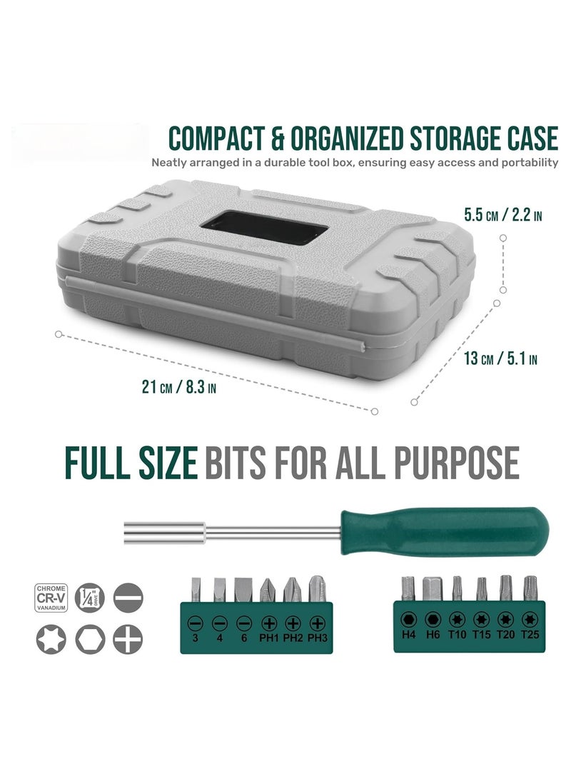 Soofam 25pc Green Compact Hand Tool Set for Home & Office DIY.  Basic Household Repair Kit in Portable Case - Image 3