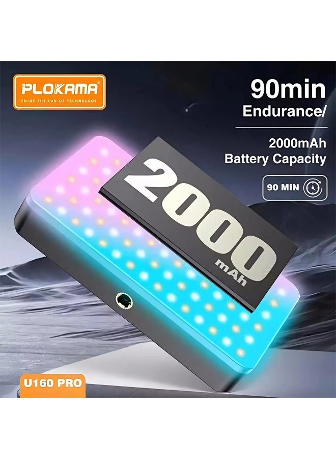 التخطيط بلوكاما - إضاءة LED - بزاوية 360 درجة - قوي 7 ألوان - 2700 كلفن إلى 6500 كلفن - مثبت على الكاميرا / الهاتف المحمول / الكمبيوتر / ضوء خارجي لكل صانع المحتوى - U160 Pro - أسود - Image 4