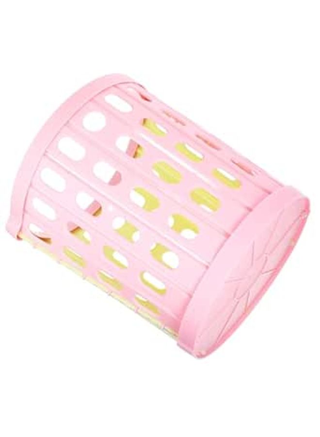 Foldable Small Trash Can With Ventilation Holes Portable Space Saving Wastebasket In Pink Green - Image 1