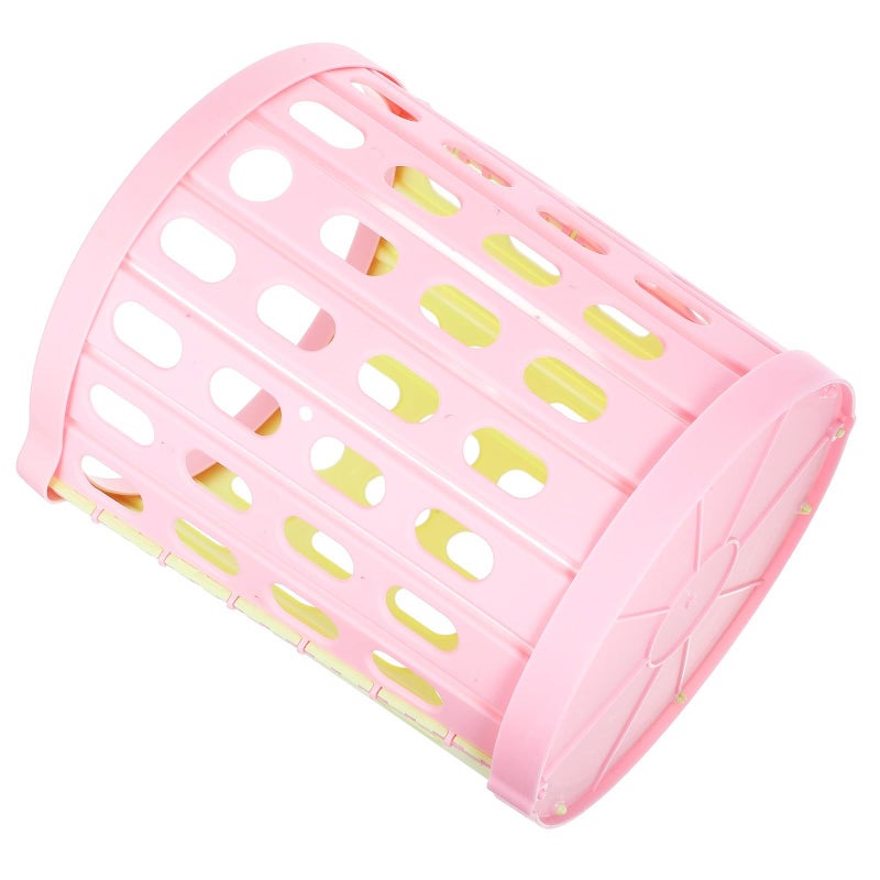 Foldable Small Trash Can With Ventilation Holes Portable Space Saving Wastebasket In Pink Green - Image 2