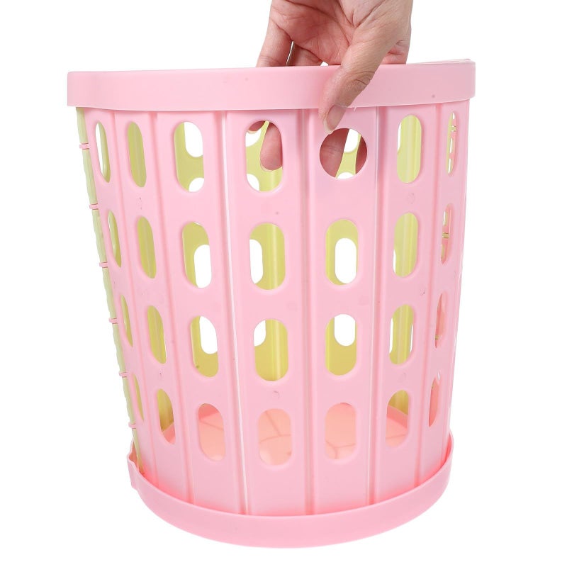 Foldable Small Trash Can With Ventilation Holes Portable Space Saving Wastebasket In Pink Green - Image 4