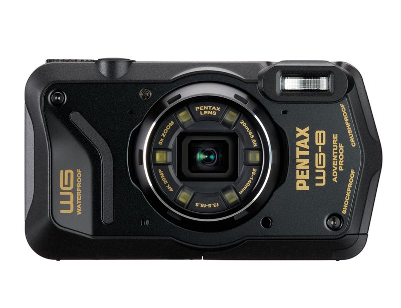 Pentax كاميرا مغامرات PENTAX WG-8 سوداء لجميع الأحوال الجوية، تتميز بأداء ممتاز مقاوم للماء والغبار والصدمات، مع ضوء حلقي متعدد الاستخدامات للتصوير الماكرو ووظيفة كاميرا الويب - Image 1