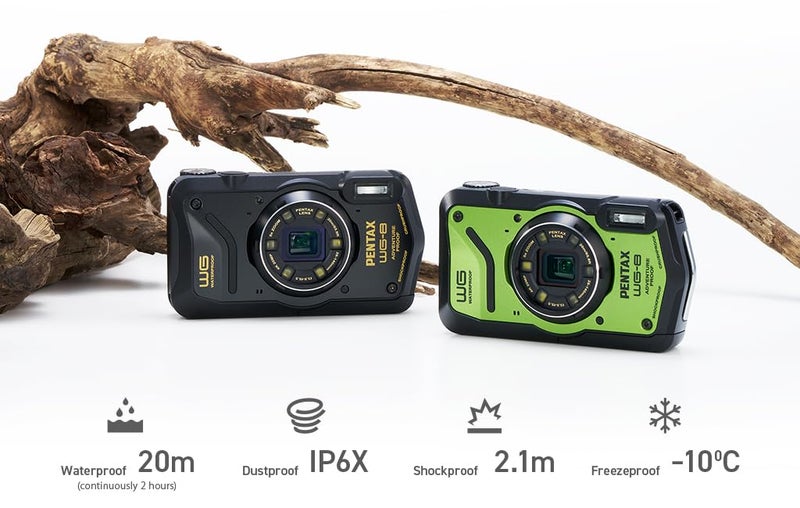Pentax كاميرا مغامرات PENTAX WG-8 سوداء لجميع الأحوال الجوية، تتميز بأداء ممتاز مقاوم للماء والغبار والصدمات، مع ضوء حلقي متعدد الاستخدامات للتصوير الماكرو ووظيفة كاميرا الويب - Image 3