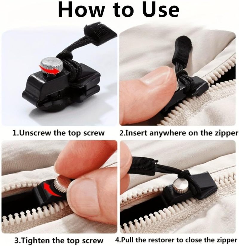 Zipper Repair Kit: Black 3-Size No Sew Repair - Durable Sturdy Compact Zipper Slider Replacement for Travel Gear Luggage Clothing Bags - Image 5