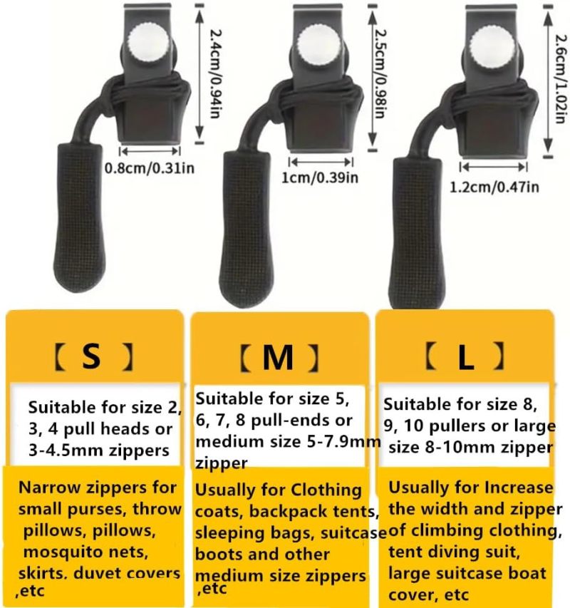 Zipper Repair Kit: Black 3-Size No Sew Repair - Durable Sturdy Compact Zipper Slider Replacement for Travel Gear Luggage Clothing Bags - Image 3