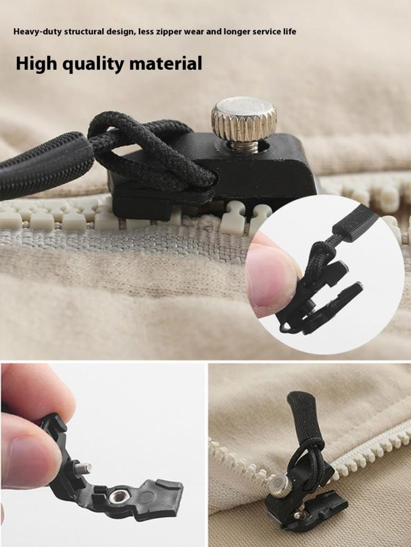 Zipper Repair Kit: Black 3-Size No Sew Repair - Durable Sturdy Compact Zipper Slider Replacement for Travel Gear Luggage Clothing Bags - Image 2