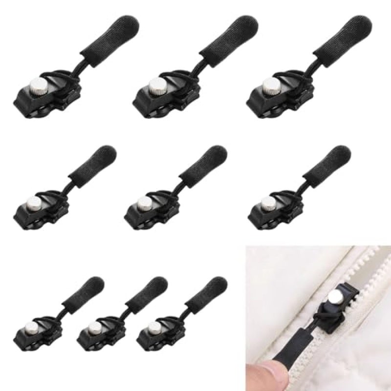 Zipper Repair Kit: Black 3-Size No Sew Repair - Durable Sturdy Compact Zipper Slider Replacement for Travel Gear Luggage Clothing Bags - Image 1