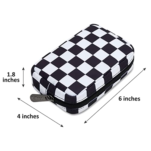 E-Tree Cute Small Makeup Bag, Cosmetic Toiletry Skin Care Make up Little Items Pouch for Purse,Zipper Mini Tech Charger Cable Electronic Organizer Case,Travel Accessories for Women Men Teen,Checkered - Image 3