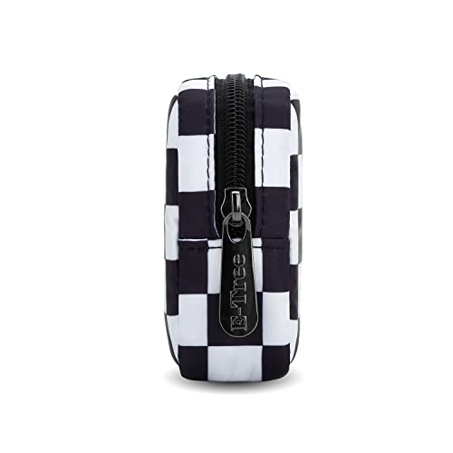 E-Tree Cute Small Makeup Bag, Cosmetic Toiletry Skin Care Make up Little Items Pouch for Purse,Zipper Mini Tech Charger Cable Electronic Organizer Case,Travel Accessories for Women Men Teen,Checkered - Image 4