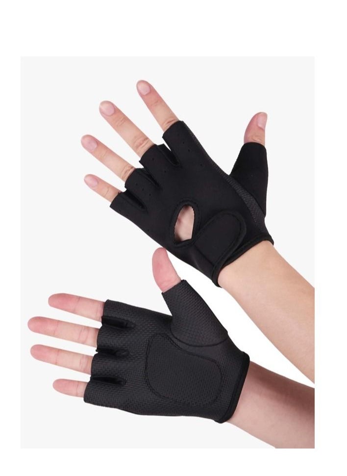 Generic - Half Finger Gloves For GYM Exercise, Weightlifting And Cycling Size M, Black - Image 1